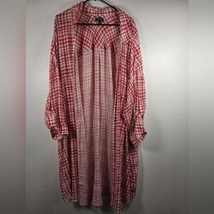 Torrid Red and White Checkered Duster